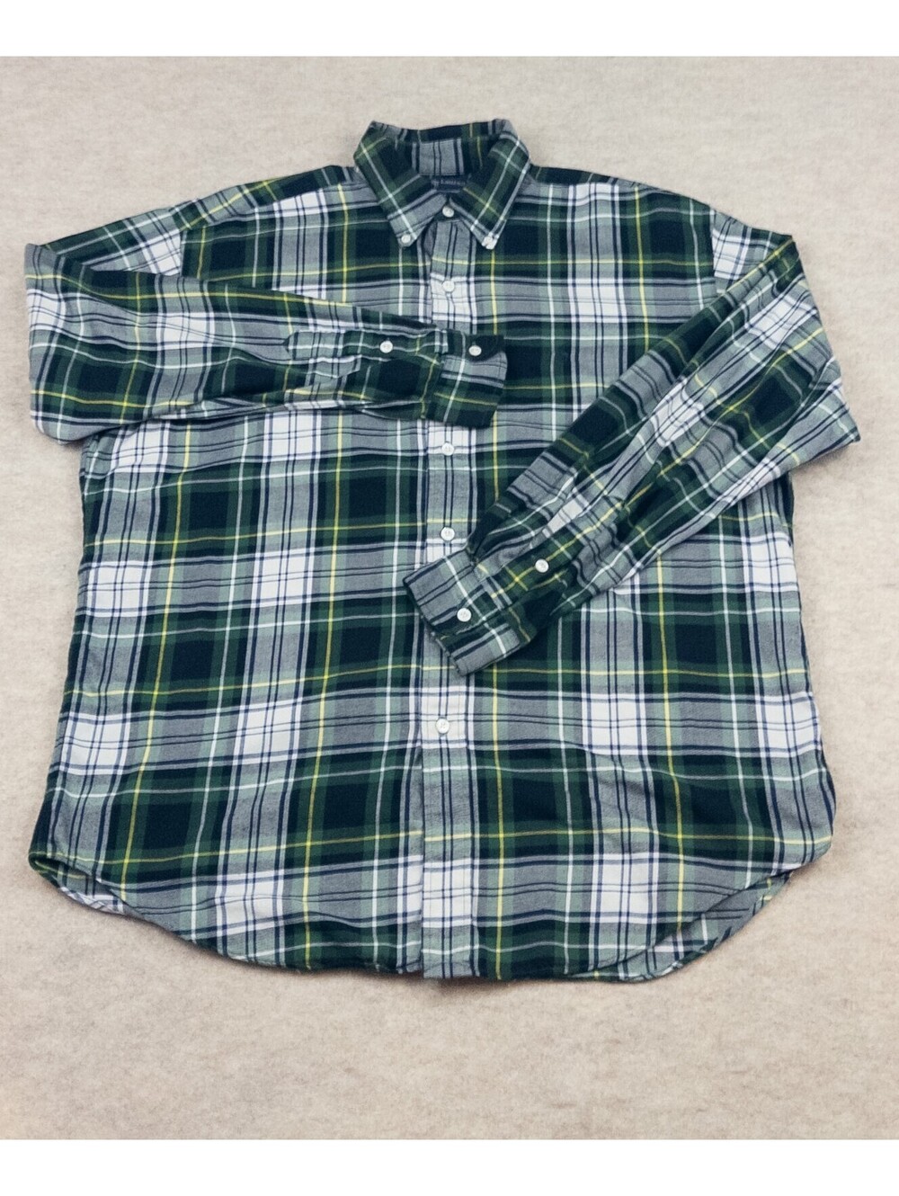 Ralph Lauren Blake 100% Cotton Green Plaid Button-Up Shirt Medium